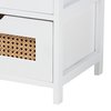 Baxton Studio Bastian  Light Beige Fabric and White Finished Wood  Storage Bench with Natural Rattan 222-12302-ZORO